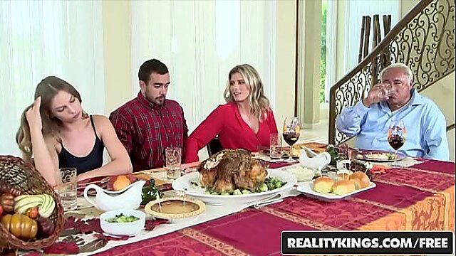 Thanksgiving Threesome with Hot Anal MILF & Young Stud