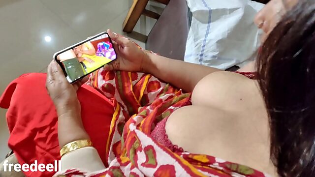 Step-sister caught watching Hindi homemade porn with big tits and anal