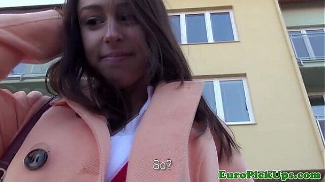 Euro Babe Gets Publicly Fucked with Cumshot Finish