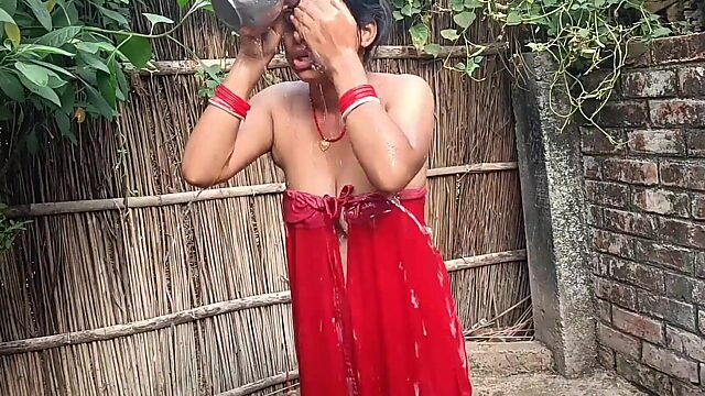 Indian MILF with Massive Tits Scrubs Herself Clean in Steamy Bath Video