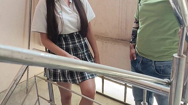 Horny Desi Students Fuck in School: Teen's First Anal and Pussy Pounding