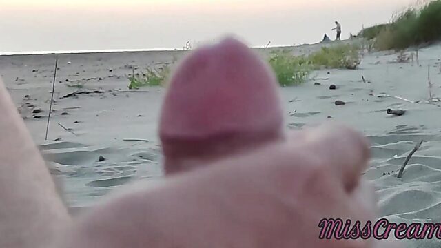 French MILF Teacher's Public Beach Handjob & Facial, Fucking in Front of Crowd