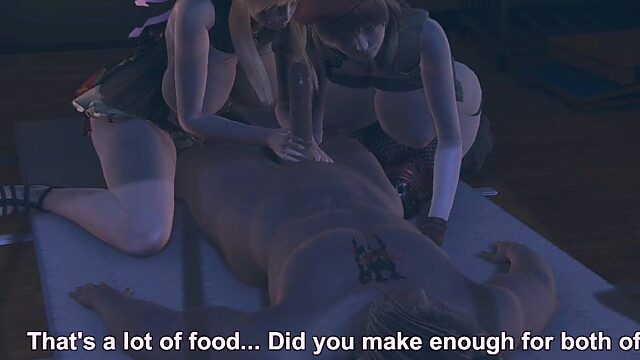 Two Busty Hentai Babes Give Lucky Dude the Sloppiest 3D Threesome