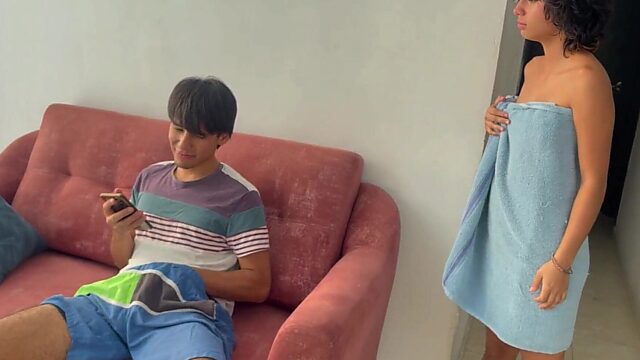 Catch Step Bro-in-Law Stroking to My Nudes, So I Hop on His Cock to Drain His Balls