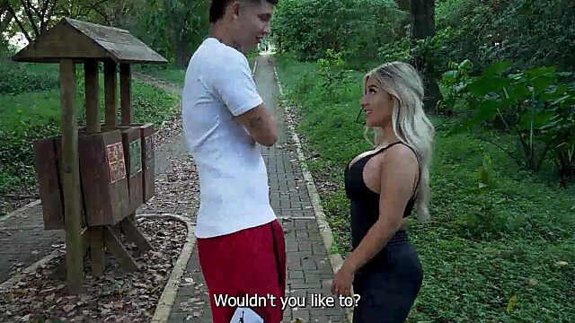 Naty Delgado Gets Fucked by a Stranger in Public and Takes His Load in Her Mouth