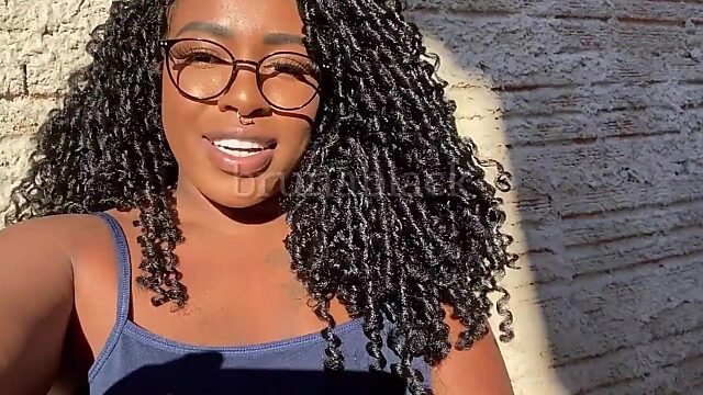 Ebony Slut Gets Nasty in the Backyard, Rubbing Her Juicy Cunt Like Crazy