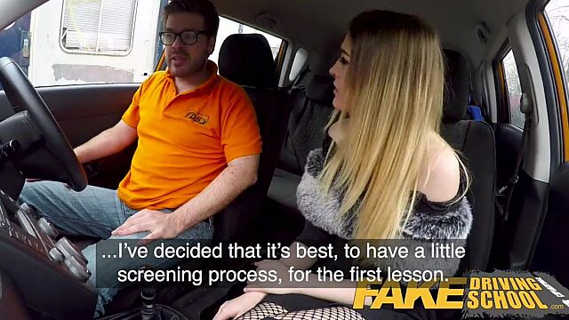 Tiny Tittied Babe Swallows Driving Instructor's Load After Lesson