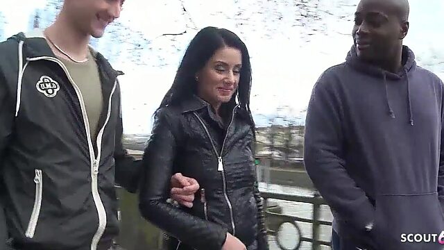 Busty Teen Babe Begs Stranger with Big Black Dick to Rail Her Ass while Pussy Boyfriend Watches