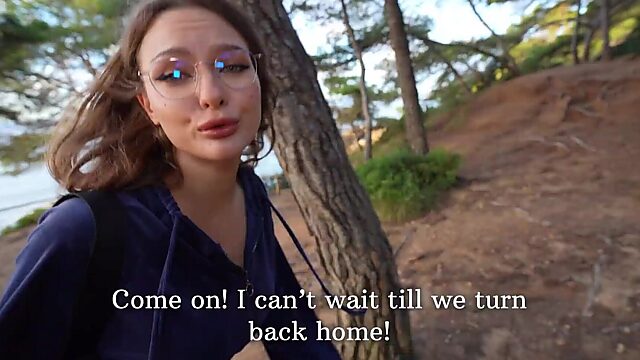 Fuck Me Now, I Cant Wait Til Home! Risky Public Fuck Session in the Woods