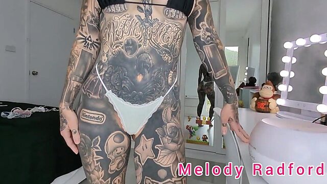 Slutty Melody Radford Tries on Tiny Bikinis and Lace G-Strings, Flashing Pussy and Ass All Over