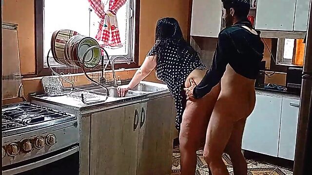 Slutty Stepmom Caught Banging Her Stepson in the Kitchen