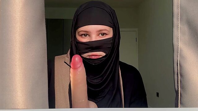 Hijab-wearing whore teacher gets throat fucked deep