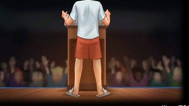 Horny Teacher Slurps My Cock On Stage During Assembly