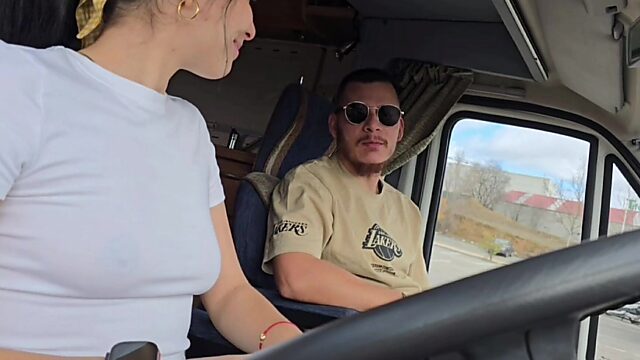 Slutty Uber Bitch Flashes Her Tits on a Wild Ride