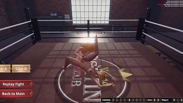 Busty Bitches Brawl: Chelci Fights Michelle Naked in 3D