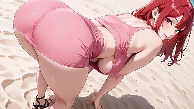 Busty Ginger Slut's Beach Fuck Fest: Deepthroat Blowjob to Multiple Creampies