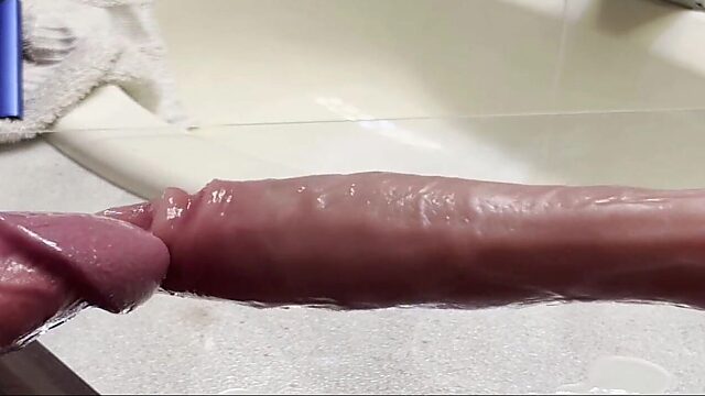 Guy Jerks Off POV Style While Fucking His Ass with Dildo, Blows Load All Over the Dirty Toy