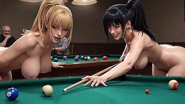 Naked Bitches Playing Pool in Wild 3D Fuck Animation