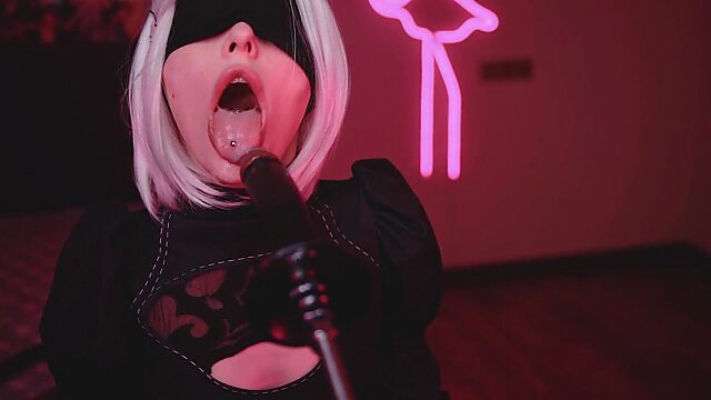 Sloppy BBC Cosplay Blowjob with Busty Babe 2B