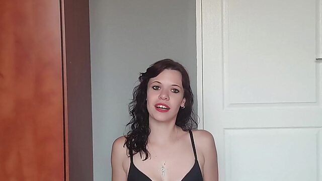 Skinny brunette dominatrix wrecks pathetic tiny dick with brutal humiliation and jerk-off commands