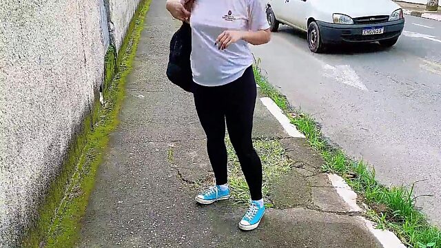 Hot Teacher Bends Over Car Seat for Rough Anal Fuck Outside School Gates
