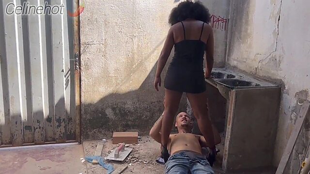 Hot Brazilian boss in tight dress teases construction worker, yanks her panties off and demands he fucks her raw until she screams