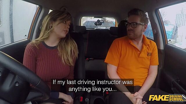 Big Titted 34F Slut with a Juicy Fat Ass Rides Cock Hard in Fake Driving Lesson Gone Wild