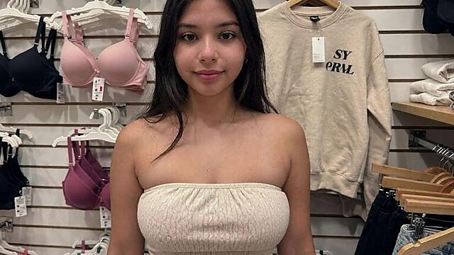 Hot Latina Teen Cashier Gets Her Tight Pussy Pounded by a Random Dude Who Slides Her Cash for a Nasty Fuck in the Back of the Store