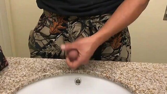 Big black cock drained in hotel sink by young stud