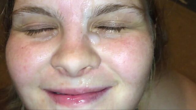 Sexy teen gives mind-blowing deepthroat and takes massive facial cumshot on camera