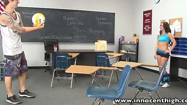 Inked Volleyball Babe Gets Classroom Pound