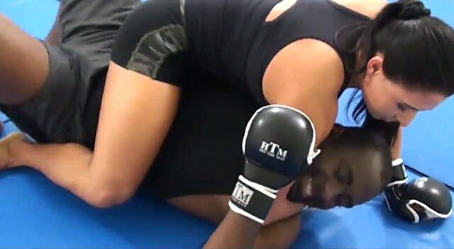 Fetish MMA Beatdown with Buff Interracial Warrior