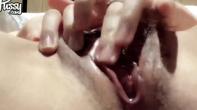 Hairy Asian Amateur Fingers Her Sopping Wet Pussy